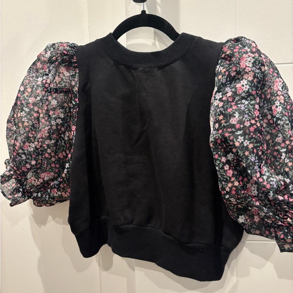 Selkie floral puffed-sleeve sweatshirt